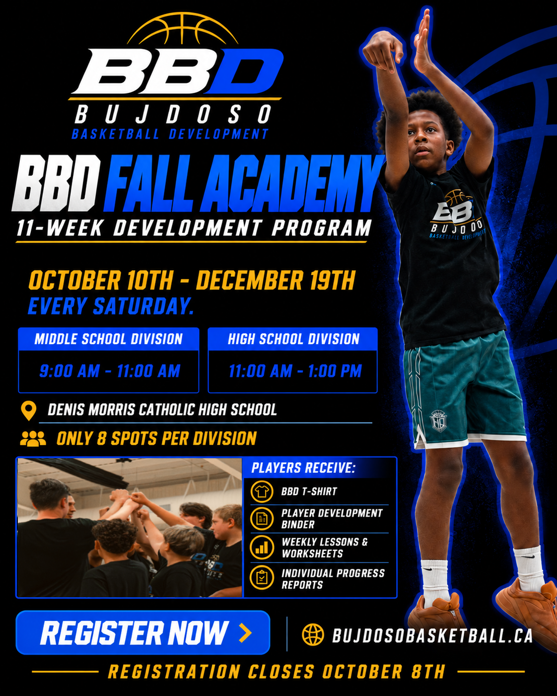 BBD Fall Academy 11-week development program poster